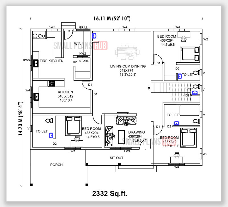 5 Bedroom Single Floor House Plans Kerala Style Home Alqu